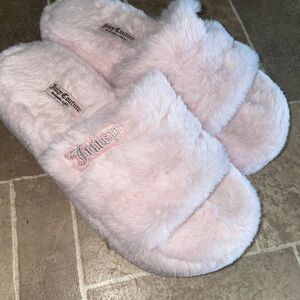 Juicy Couture Soft Pink Plush Slippers